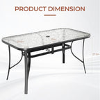 TLSUNNY Patio Outdoor Table W/ 1.69″ Umbrella Hole, 30"X 55" Rectangular Tempered Glass Patio Dining Table for 6, Outdoor Metal Furniture, All-Weather Use, for Patio, Graden, Backyard (Black)