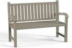 PatioZen Outdoor Bench, Waterproof & Weatherproof Garden Bench with Ergonomic Design, 2-Person Resin Bench for Porch, Deck, Patio, Outdoor, Garden & Park(Grey)