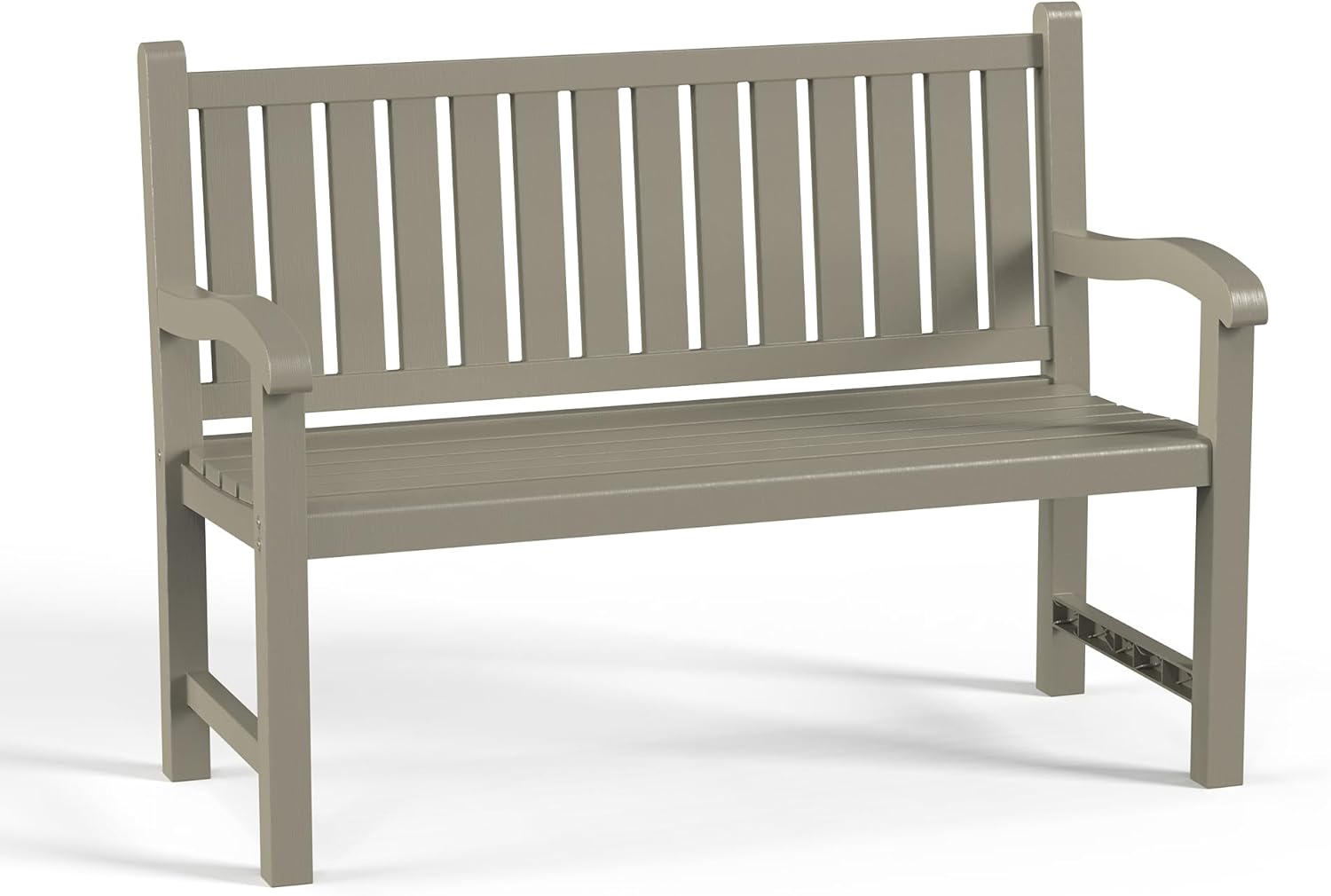 PatioZen Outdoor Bench, Waterproof & Weatherproof Garden Bench with Ergonomic Design, 2-Person Resin Bench for Porch, Deck, Patio, Outdoor, Garden & Park(Grey)