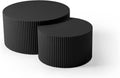 Black Nesting Table Set of 2 Round and Half Moon Shapes,No Need Assembly