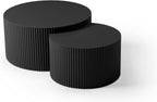 Black Nesting Table Set of 2 Round and Half Moon Shapes,No Need Assembly