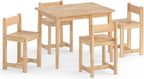 HONEY JOY Kids Table and Chairs, Wooden Activity Table with 4 Chairs Set for Crafts, Homework, Drawing & Snack Time, 5-Piece Playroom and Kindergarten Furniture Set for Children Ages 4+ (Natural)