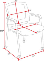 Romig Knight Multi-Purpose Mesh Side Chair with Casters – Ergonomic Rolling Guest Chair with Padded Seat & Arms for Office, Conference Room & Training Spaces (Black)
