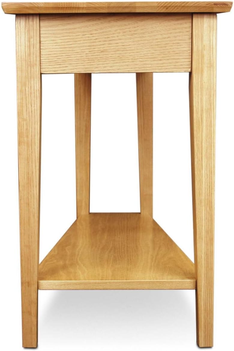 HomeStock Recliner Side Table Wedge with Shelf - Solid Wood Accent Table Desert Sand