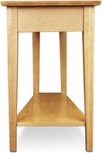 HomeStock Recliner Side Table Wedge with Shelf - Solid Wood Accent Table Desert Sand
