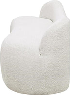 Meridian Furniture 119Cream Flair Collection Modern | Contemporary Boucle Fabric Upholstered Bench with Curved Back Design, Cream, 62" W x 23" D x 24" H