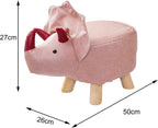 Animal Footstool, Footrest Ottoman, Cartoon, Portable, Adorable Room Decor, Wood Sofa Tea Stool for Guest Room, Bedroom, Playroom, Indoor Outdoor, Pink Dragons