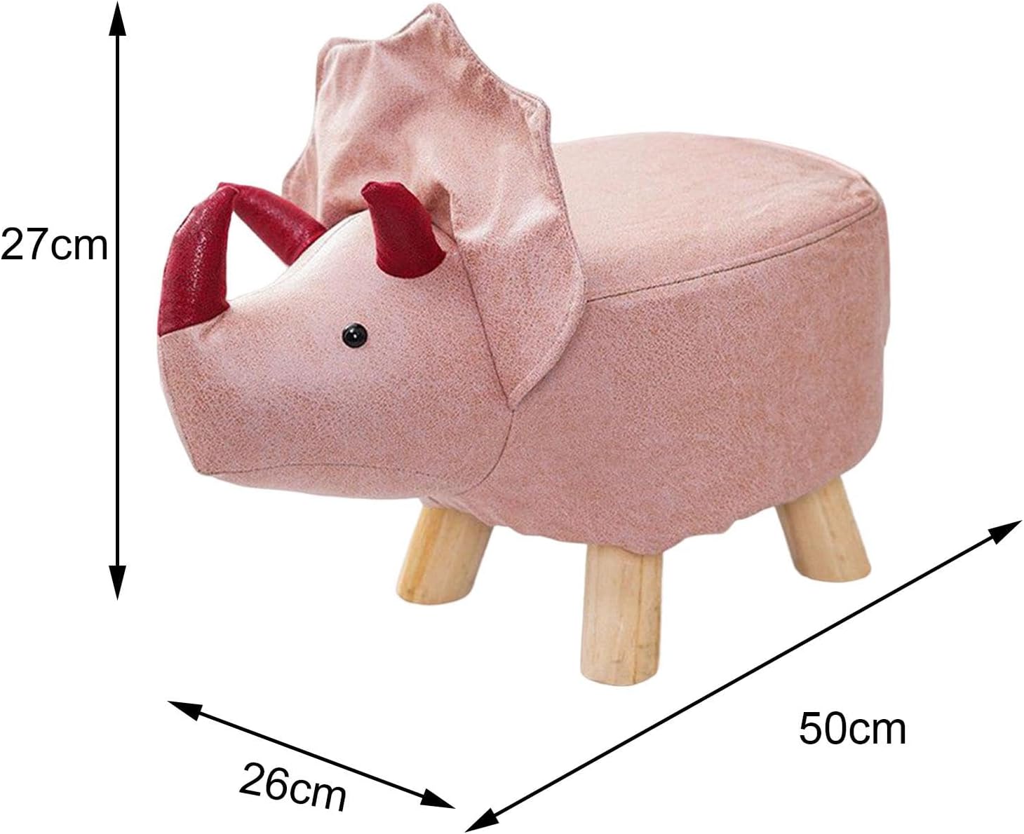 Animal Footstool, Footrest Ottoman, Cartoon, Portable, Adorable Room Decor, Wood Sofa Tea Stool for Guest Room, Bedroom, Playroom, Indoor Outdoor, Pink Dragons