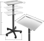 Saloniture Aluminum Salon Instrument Tray, Heavy-Duty Metal Rolling Base
