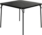 VECELO 34'' Folding Card Table Square with Soft Padded Tabletop, Portable for Dining Room, Parties, Games, Puzzles, Black