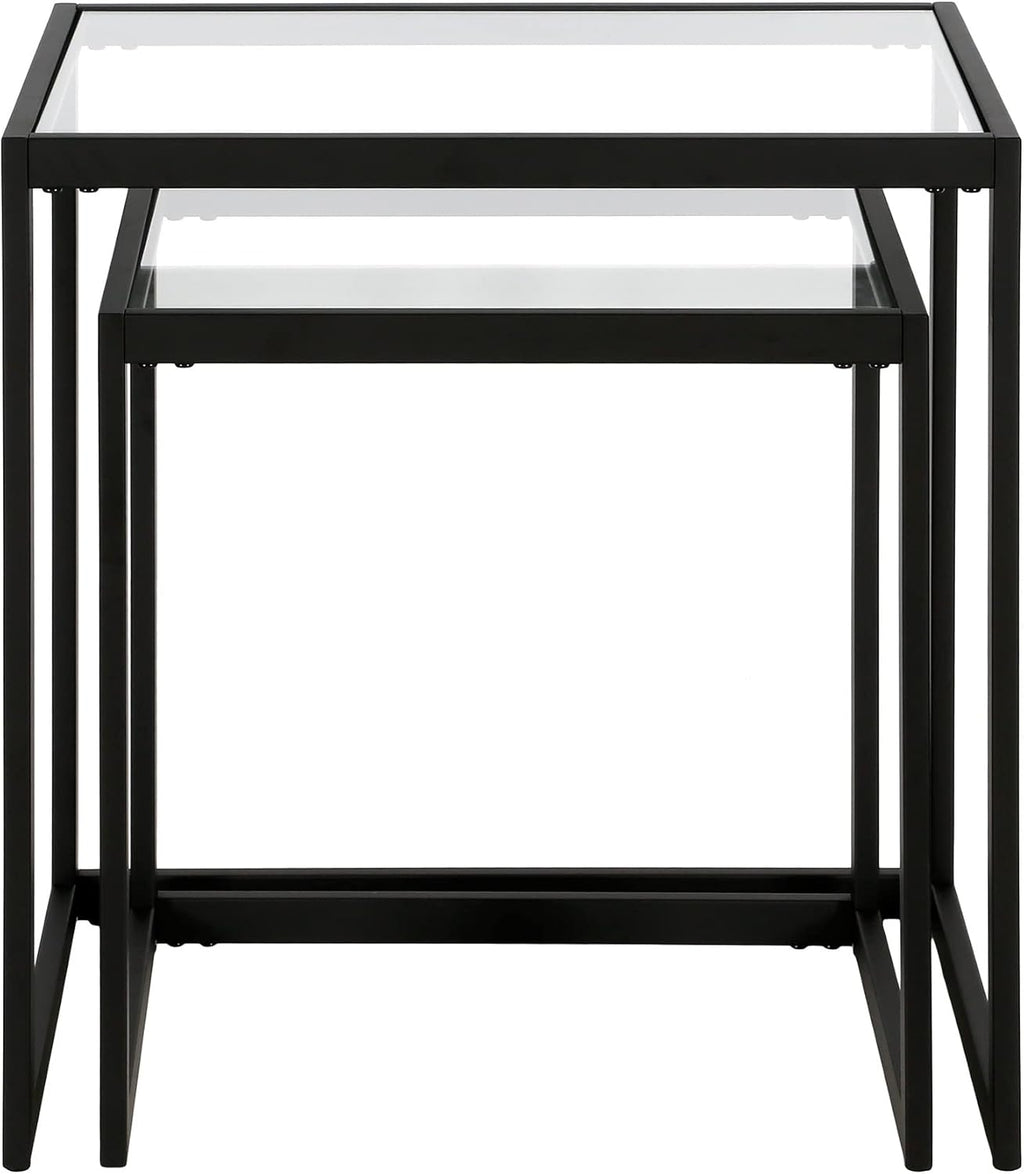 Henn&Hart Rectangular Nested Side Table in Blackened Bronze, Table for Living Room, Bedroom