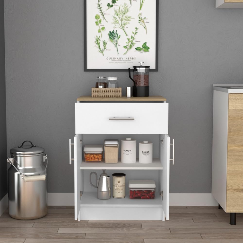 33" H Kitchen Pantry, Storage Cabinet with 1 Drawer, 2 Interior Shelves, 2 Doors, Easy to Maintain, for Dining Room