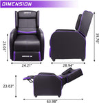BOSSIN Gaming Recliner Chair for Adults 400lbs Racing Style Sofa Big and Tall PU Leather Recliner Seating, Modern Ergonomic Lounge Comfortable Home Movie Theater for Living Room(Purple)