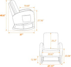 27.2" Rocking Chair for Nursery, Sherpa with Morden High Back and Side Pocket, Rocking Accent Armchair with Rubber Wood Legs for Living Room, Bedroom, Caramel