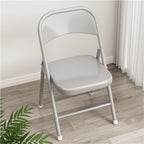 All-Steel Frame Folding Chair, Lightweight Single Chair, Metal Collapsible Chair, Stackable Chair for Bedroom, Living Room(Gray)