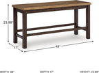 Signature Design by Ashley Sharlander Casual Counter Height Dining Bench with Foot Rest, Light Brown & Dark Brown
