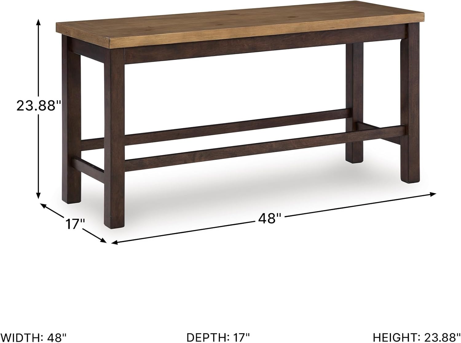 Signature Design by Ashley Sharlander Casual Counter Height Dining Bench with Foot Rest, Light Brown & Dark Brown