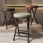 ILOOXI Cushioned Padded Folding Stool Stackable Portable Folding Chair Round Folding Bar Stool 330lb Capacity Foldable Stool for Home Kitchen Dining Breakfas (Color : Black, Size : 50cm/20in)