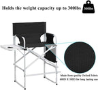 Tall Makeup Chair 41'', Director Chair for Makeup Artist with Table, Cup Holder, Storage Bag & Footrest, 300 lbs Foldable Portable