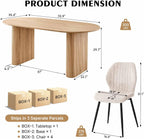 70.9" Large Dining Table Set for 4, [Rounded Edges] [Fully Assembled Table Base] Modern Wood Kitchen Dinner Table with 4 Boucle Chairs