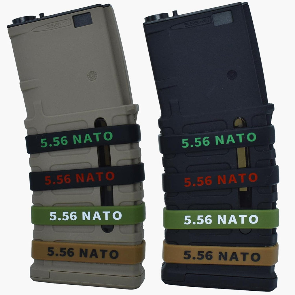 24 Pack Miaozhun 5.56 NATO Magazine Marking Bands 5.56 Magazine Caliber Identification(Coyote Brown-Black)