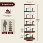 MAHANCRIS Rotating Bookshelf, 5-Tier Book Shelf, 360° Spinning Bookcase, Freestanding Storage Shelf with Guardrails, for Small Space, Living Room, Bedroom, Home Office, Rustic Brown and Black BKHR4501