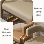 Work Vanity Chair, Low Back Computer Chair, Commercial Stainless Steel Stool, Bar Stool, Comfortable Upholstered, for Bedroom Patio Party Event(Rice White+Dark Grey)
