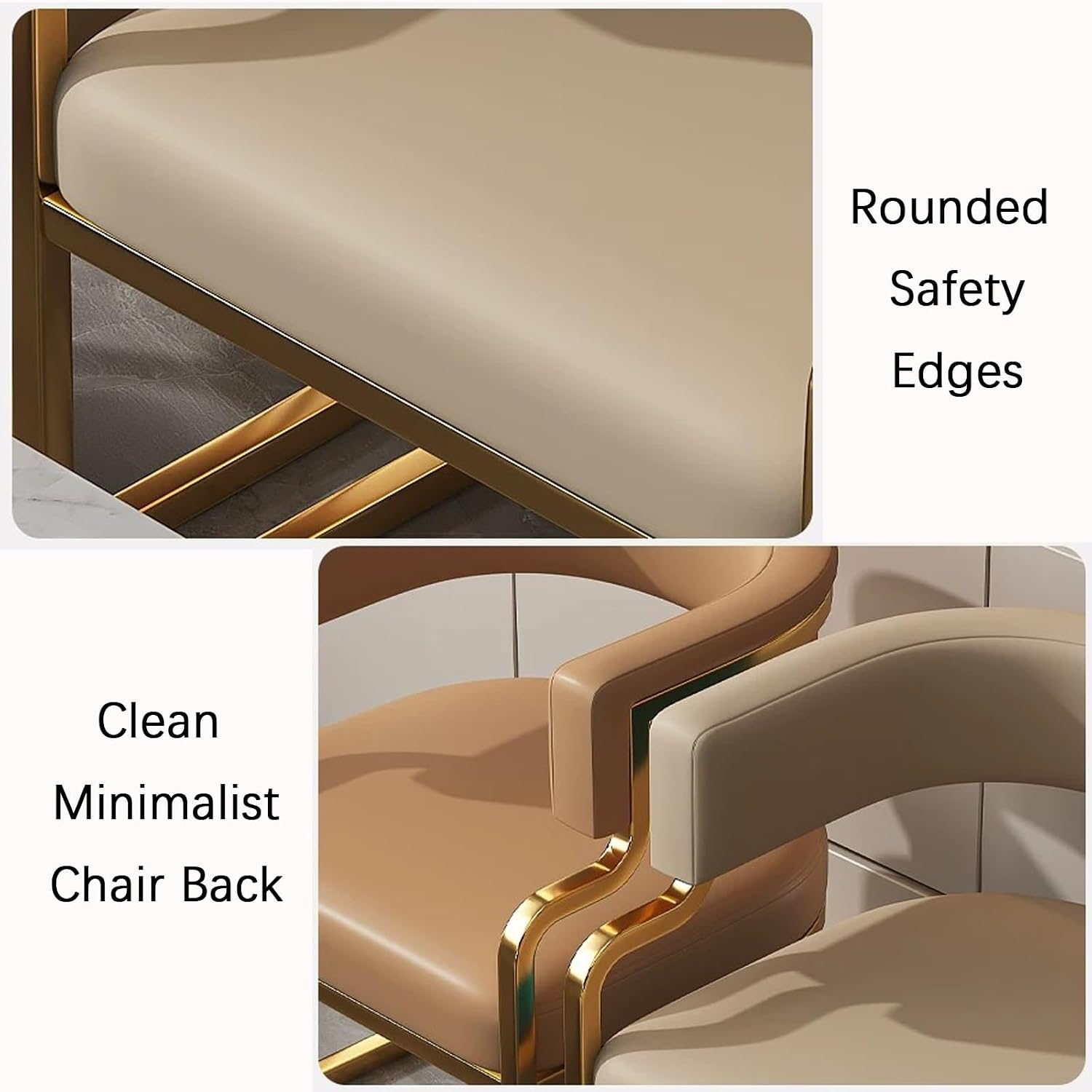 Work Vanity Chair, Low Back Computer Chair, Commercial Stainless Steel Stool, Bar Stool, Comfortable Upholstered, for Bedroom Patio Party Event(Rice White+Dark Grey)