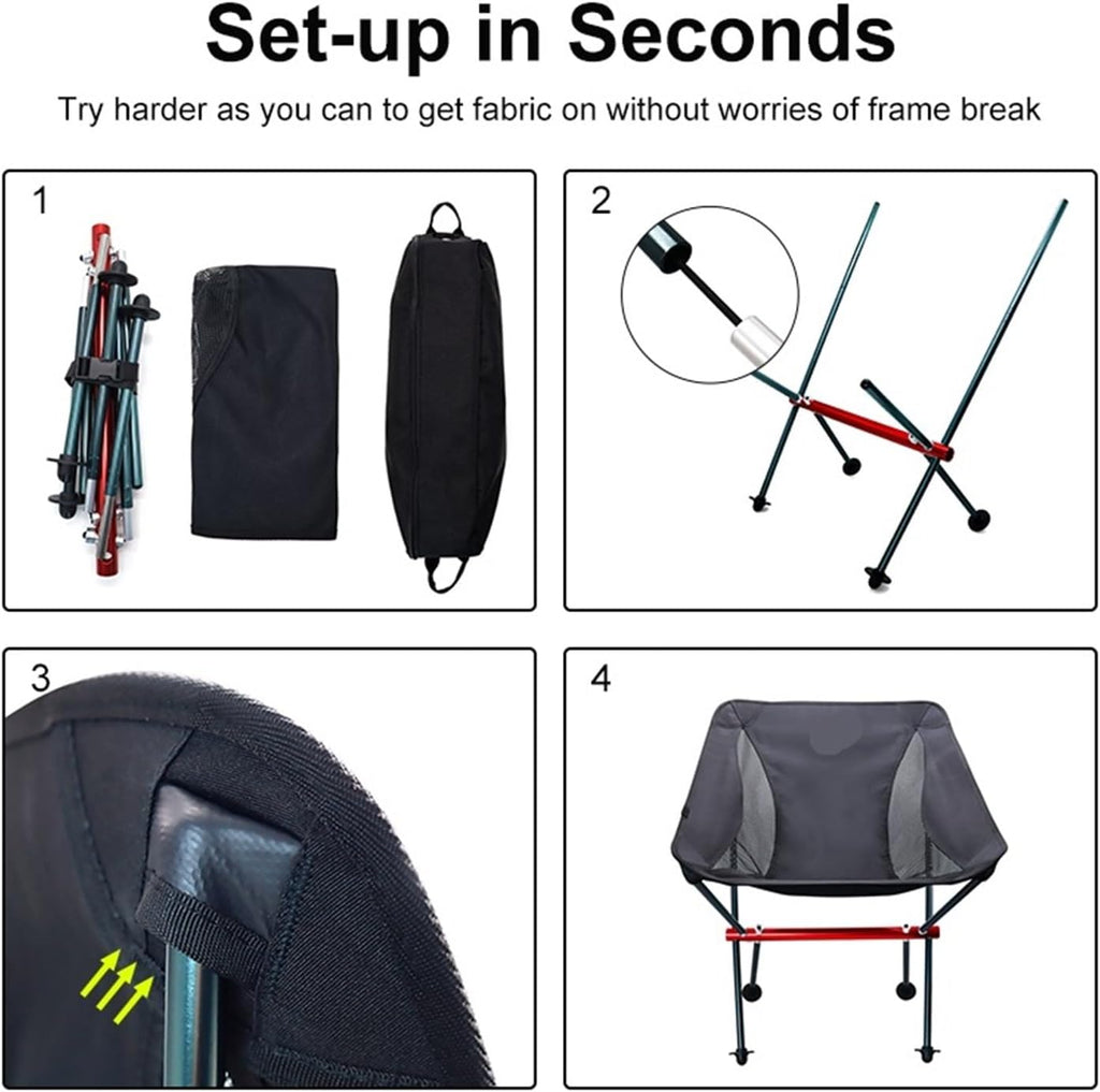 Ultralight Oxford Cloth Foldable Camping Chair | Extended Seat Portable Outdoor Chair for Fishing, BBQ, Picnic and Beach(SY-HS-02)
