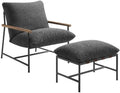 Modway Raya Outdoor Patio Sling Chair with Ottoman Set in Charcoal - Comfy Accent Lounge Chair and Footstool with Removable Boucle Fabric Cushions for Porch, Deck, Backyard