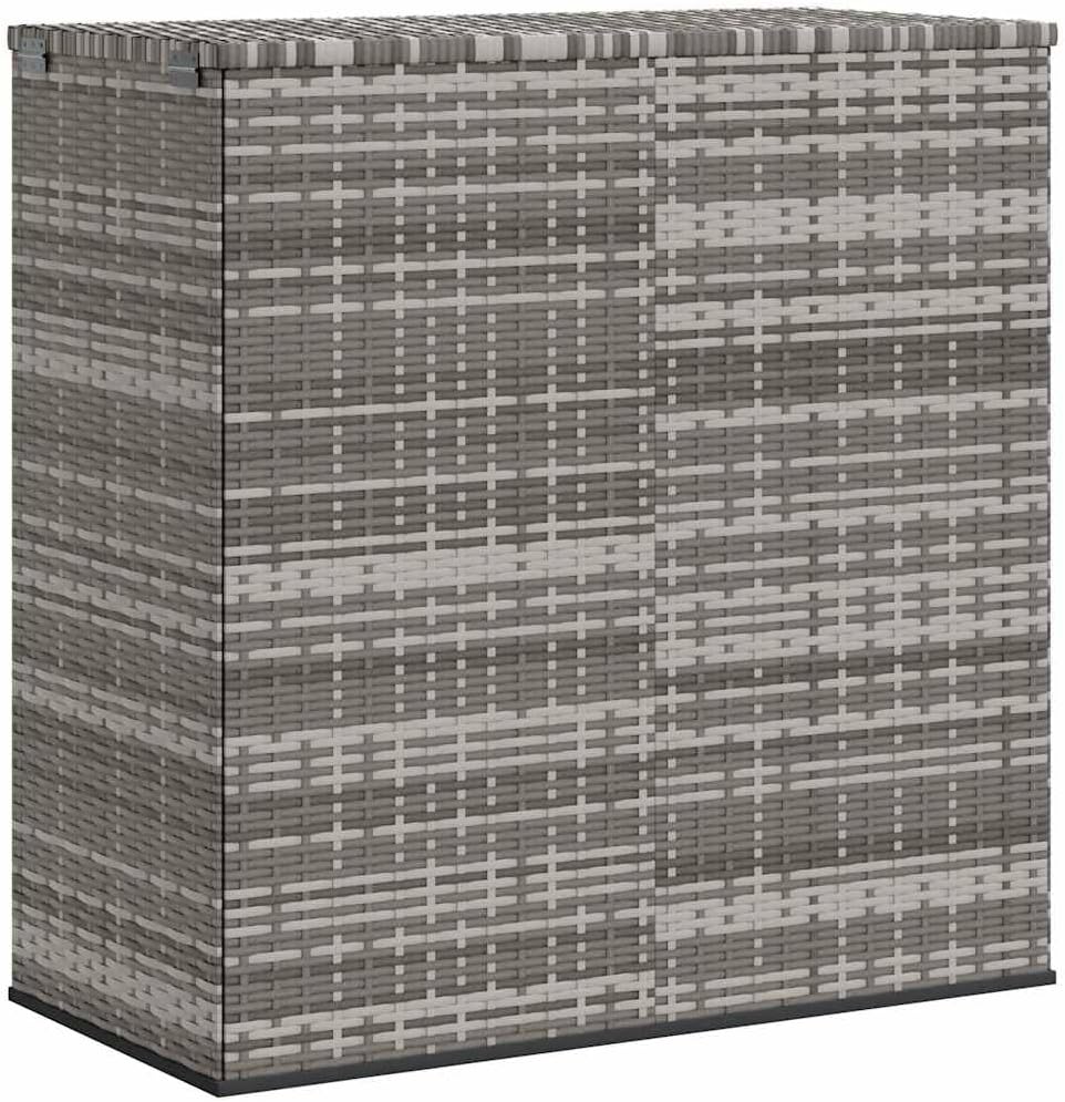 39.4x19.3x40.7 in Grey PE Rattan Cushion Box with Gas Lift, Weather-Resistant Outdoor Storage Bench for Patio Garden Deck