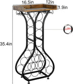 X-cosrack Wine Rack Freestanding Floor, Mini Bar Table Wine Holder Stand Liquor Cabinet with Glass Holder Wood Tabletop 14 Bottles Floor Wine Storage for Home Bar Kitchen Living Room