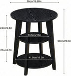 3-Tier Round Side Table - 23.6" Tall End Table with Storage Shelves - Waterproof Modern Nightstand for Living Room Bedroom Small Spaces (Black)