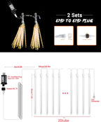 Flacchi Warm White 20 Tubes 480 LED Raindrop Meteor Shower Icicle Lights with Timer Function Cascading Falling Rain Lights for Holiday Party Christmas Decorations