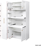 70.87"Expandable Kitchen Pantry Cabinet with 7-Tier Pull-Out Shelves & 2-Pack Organizers – Multi-Purpose Farmhouse Storage with Smooth-Glide Slides,Pantry Organizers for Kitchen,Dining Room (White)