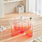 Acrylic Side Table, Clear Round Top Nightstand Easy Assembly, Transparent Bedside Table for Living Room, Bedroom, Small Spaces (Orange, 78.74x78.74x40.64cm)
