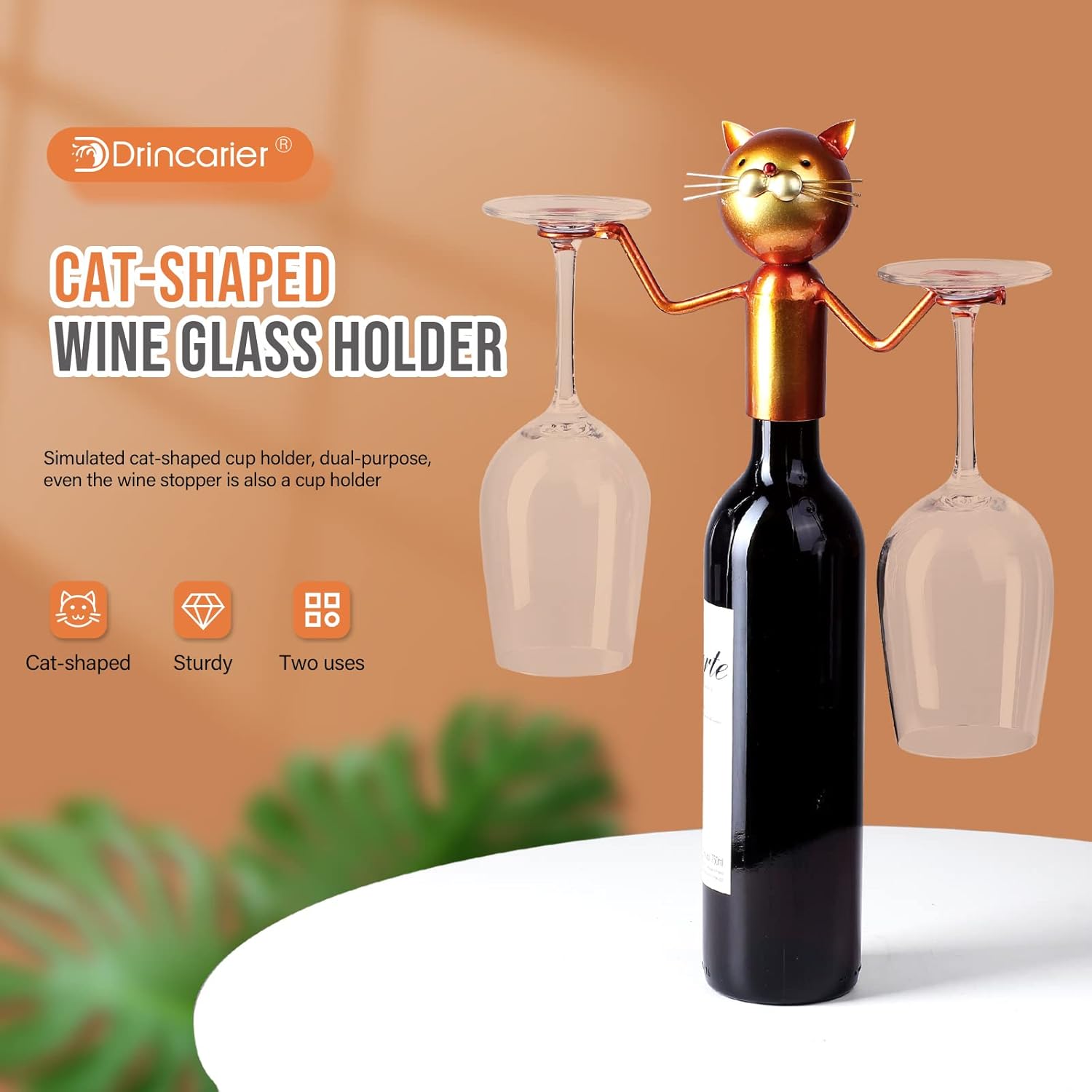 Cat Decor Wine Holder Wine Rack Wine Bottle Holder Wine Cat, Gift for Halloween and Christmas,Cat Gifts for Cat Lovers………… (Cat Glass Holder)