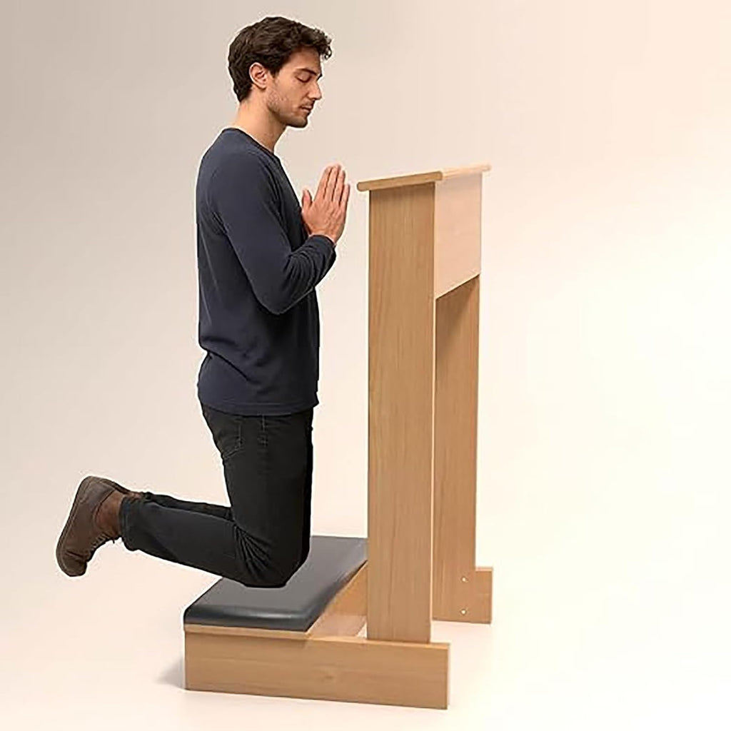 Church Pulpit Kneeler, Wooden Prayer Kneeler for Home, Kneeling Prayer Bench with Cushion, Meditation Bench, for Chapel, Bedroom, Library, Religious Gift(White)