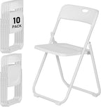 White Plastic Folding Chairs 10 Pack, Lightweight Foldable Chair with 350lbs Capacity, Metal Frame Easy to Fold & Store, Commercial Chairs for Parties Office Wedding Dinning Events