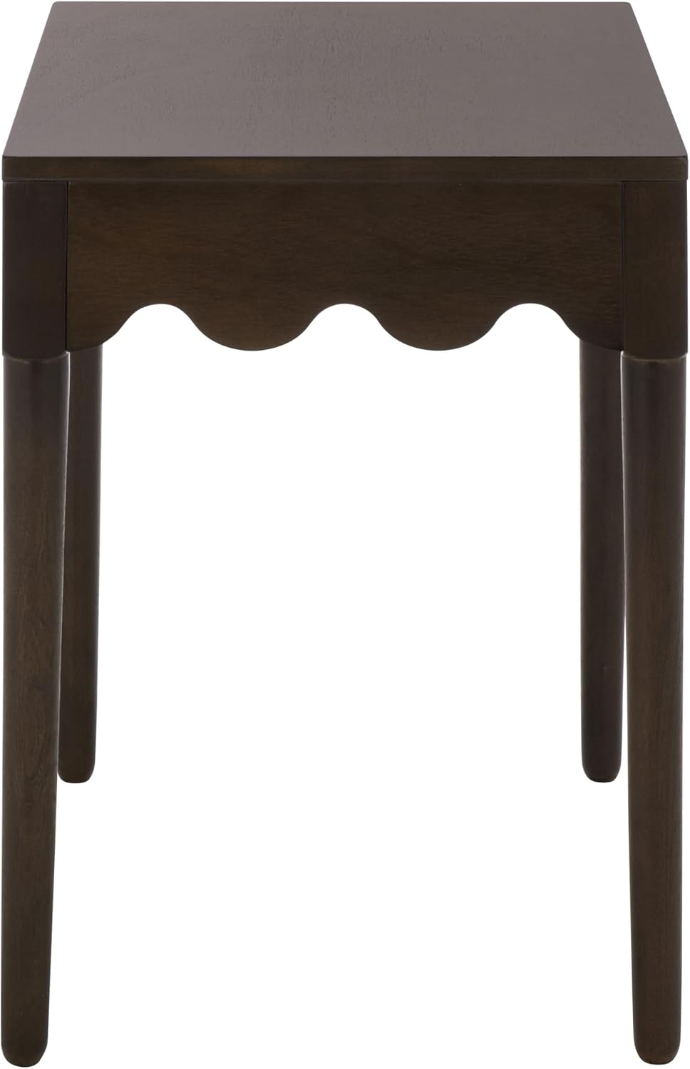SAFAVIEH Home Collection – Neha Dark Chocolate Brown Solid Wood Frame Accent Table, Scalloped Edge Design (ACC5743A)