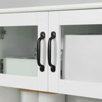 63.5in Premium Deluxe 4-Door White Freestanding Kitchen Buffet Cabinet with Hutch Adjustable Shelves Coffee Bar Modern Design