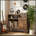 MAHANCRIS Record Player Stand with Vinyl Storage, Large Turntable Stand Cabinet Holds up to 250 Albums, Mid Century Record Storage for Living Room, Bedroom, Rustic Brown MSRB0201