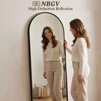 57"x18" Floor Mirror Full Length, Arched Full Length Mirror with Stand, Full Body Mirrors for Bedroom Living Room or Cloakroom Black