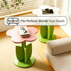 Flower-Shaped Side Table, Funky Y2K Nightstand, Cute Coffee Table for Sofa, Colorful Decorative Accent Table for Bedroom, Living Room, Balcony(White)