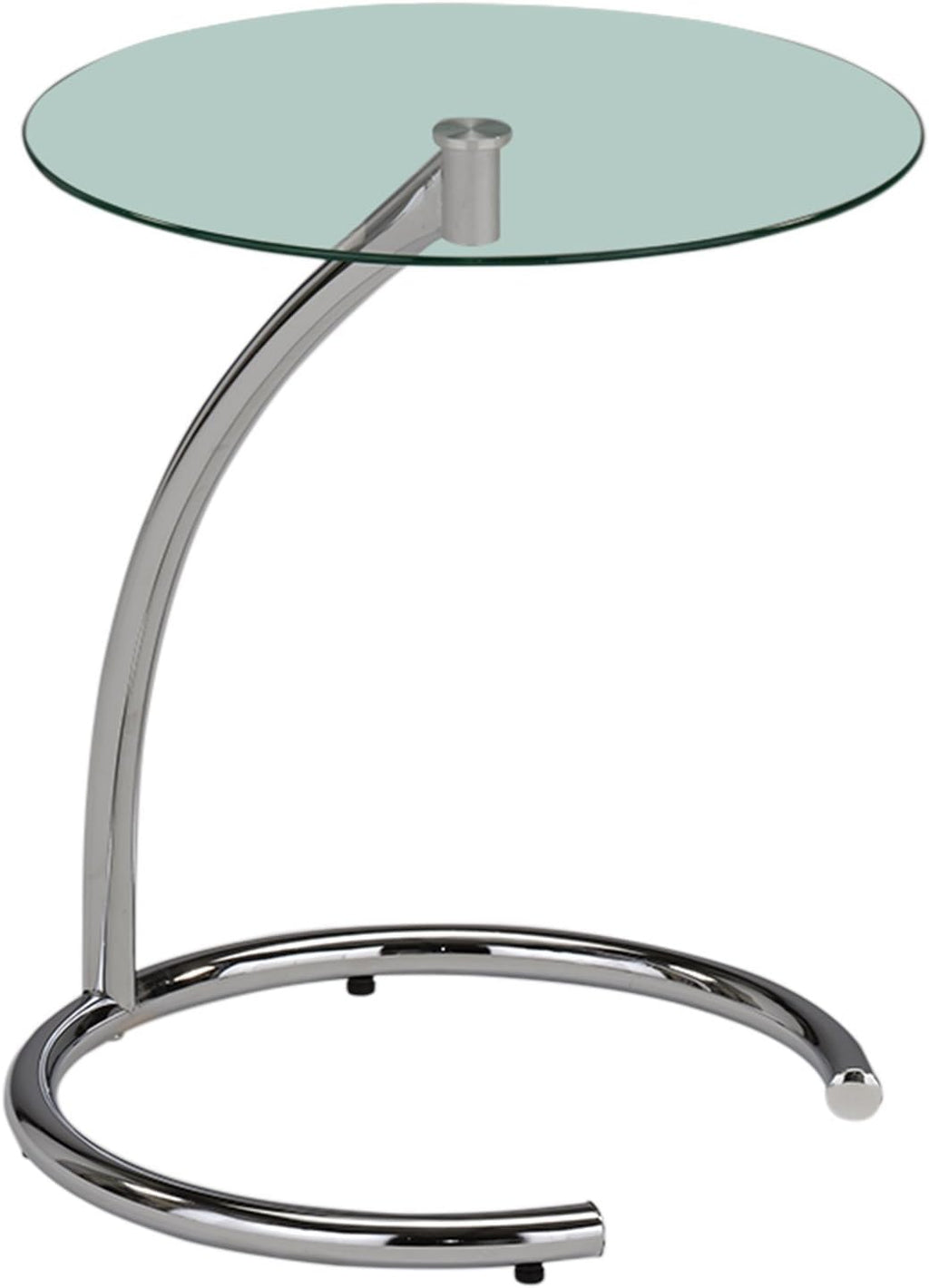 Kings Brand Furniture Leighton Round Glass End Table – Modern Metal Accent Side Table with Tempered Glass Top, Small Coffee Table for Living Room, Bedroom Nightstand or Office (Chrome)