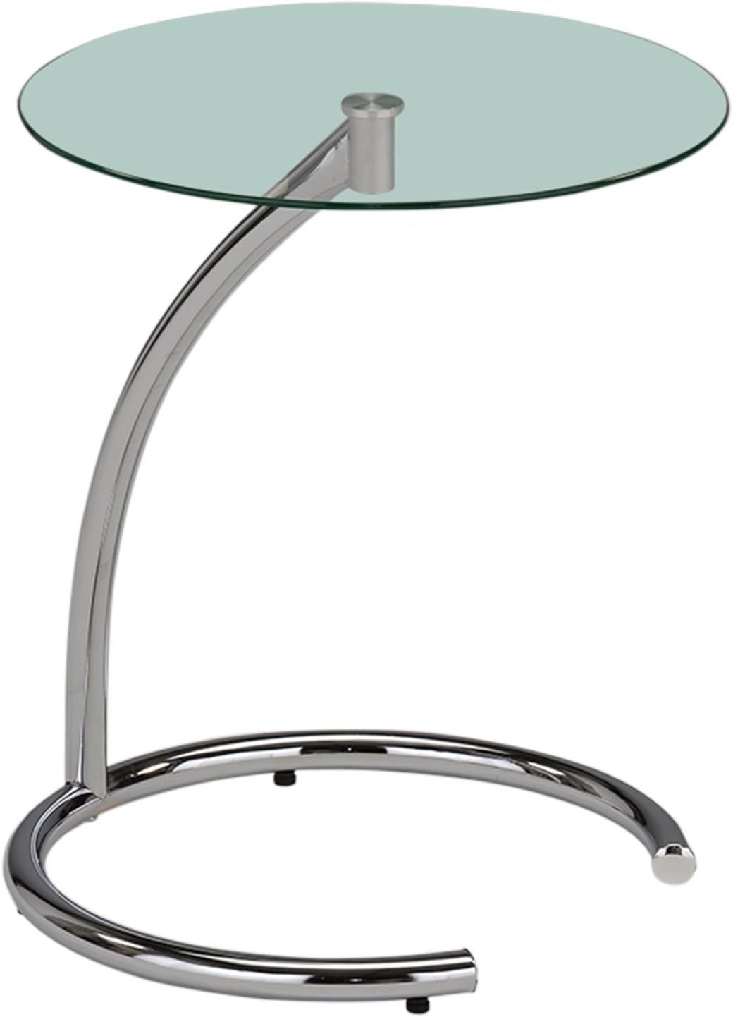 Kings Brand Furniture Leighton Round Glass End Table – Modern Metal Accent Side Table with Tempered Glass Top, Small Coffee Table for Living Room, Bedroom Nightstand or Office (Chrome)