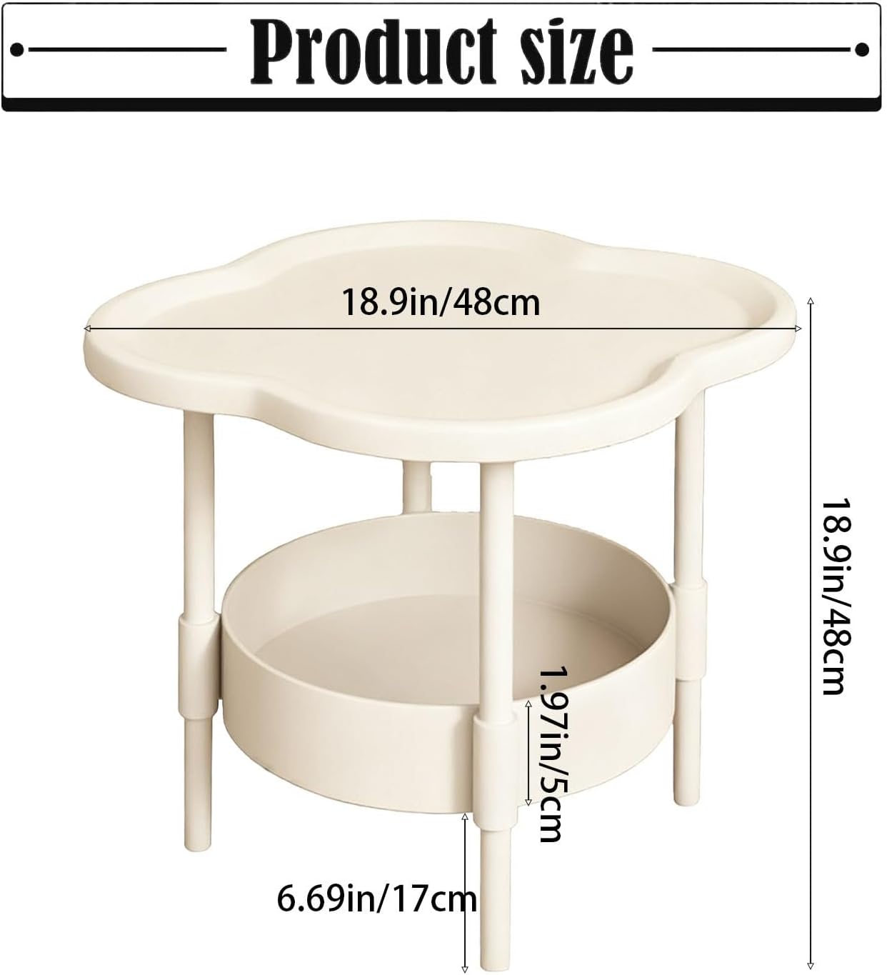2-Tier Side Table with Removable Tray, Modern Small Coffee End Table for Living Room, Bedroom, Balcony, Indoor Outdoor Use (Black, One Size)
