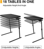 TV Tray Table, XL PRO TV Dinner Tables, 16.9 x 22 x 29.1inch Folding Desk with Cup Holder and Tablet Slot, Adjustable Couch Desk with 6 Height & 3 Tilt Angle Adjustments, Laptop Desks, Black