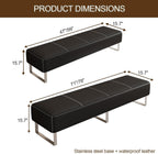 Faux Leather Reception Bench, Waiting Room Bench Upholstered Padded Seat for Salon, Reception, Conference Room, Office Lobby, Shop Gray 15.7" Dx47 Wx15.7 H