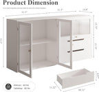 Easyego 63‘’Storage Cabinet,Sideboard Buffet Cabinet with Glass Doors and Drawers,Modern Wood Coffee Bar for Kitchen, Living Room,Dining Room，Entryway (White)
